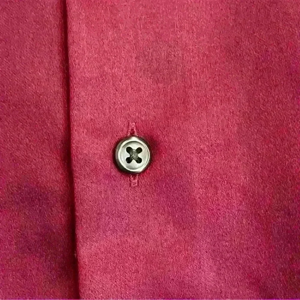 Geoffrey Beene wine fitted sateen wrinkle free dress shirt size 15 1/2 34-35 - Picture 5 of 7